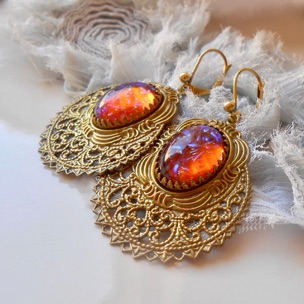 Boucles D'oreille Clips Vintage émaux Créateur Art Unique - Modèle 1744 - Parfait état