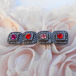 Broche Bijou Rétro Vintage - Cristaux Et Strass Facettés Mauve Doré - Modèle *4882 - Occasion